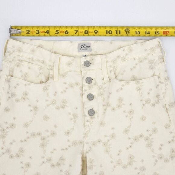 J Crew Billie Demi-Boot Crop Eyelet Off White High Waist Denim Jeans Womens 29 - Picture 6 of 12